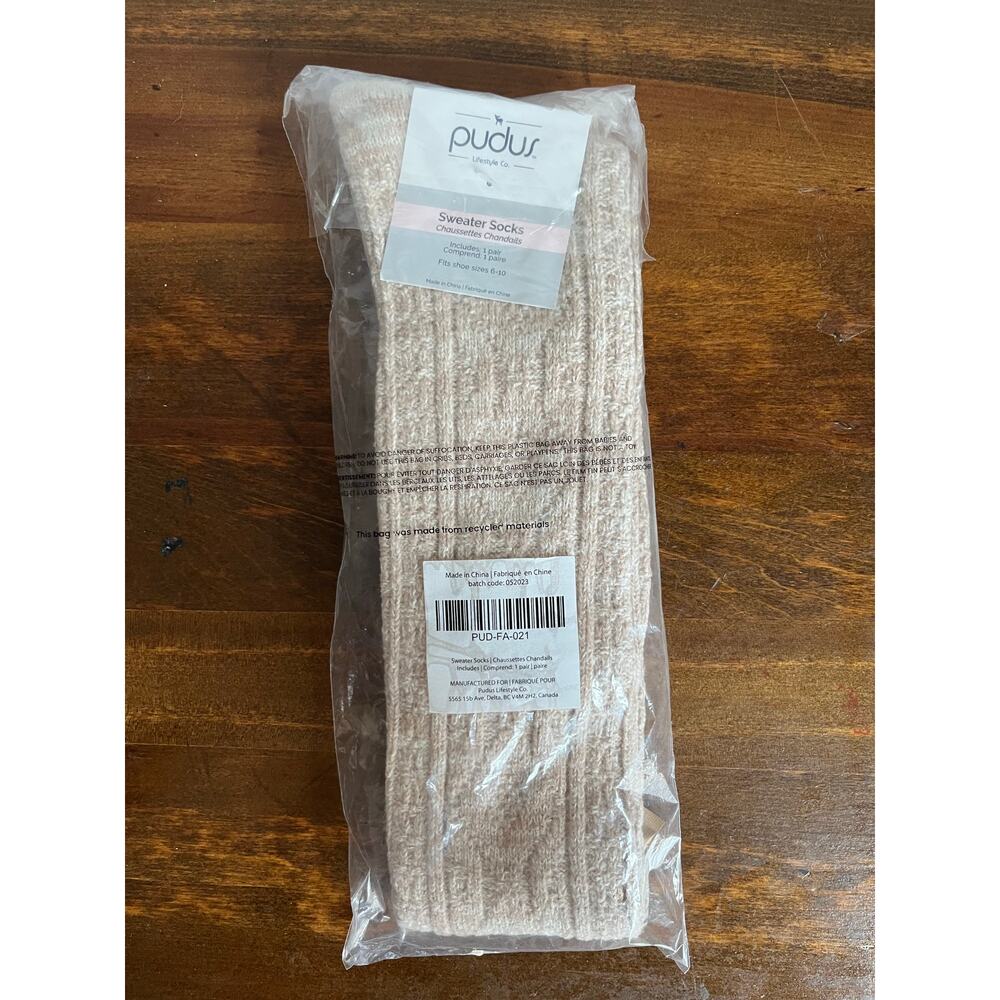 Pudus Lifestyle Co Tall Sweater Socks‎ NEW Brown/Beige Women’s Shoe Size 6-10